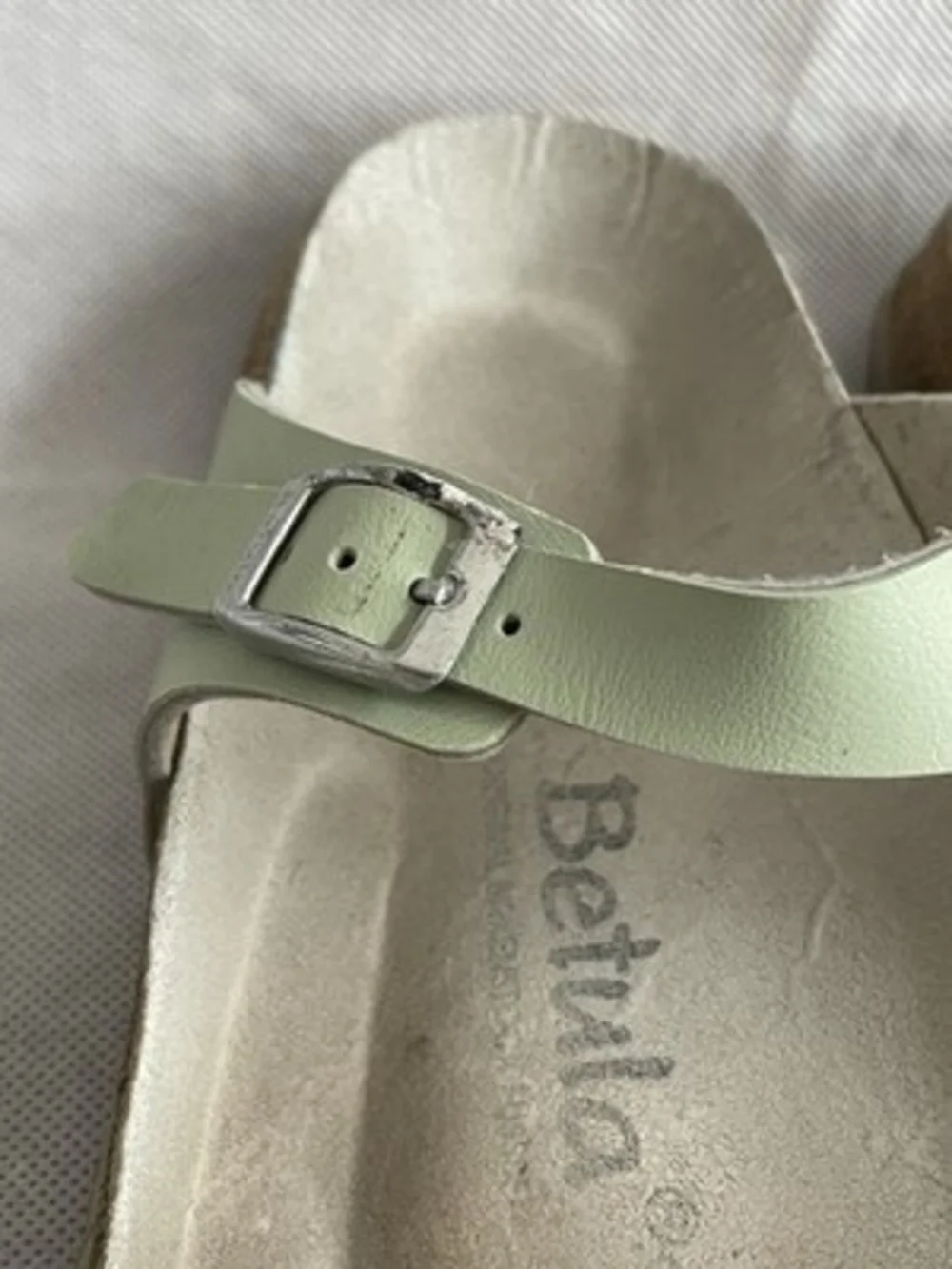 Betula Birkenstock Light Green Leather Slide Sandals Narrow Women Size 11 Good+